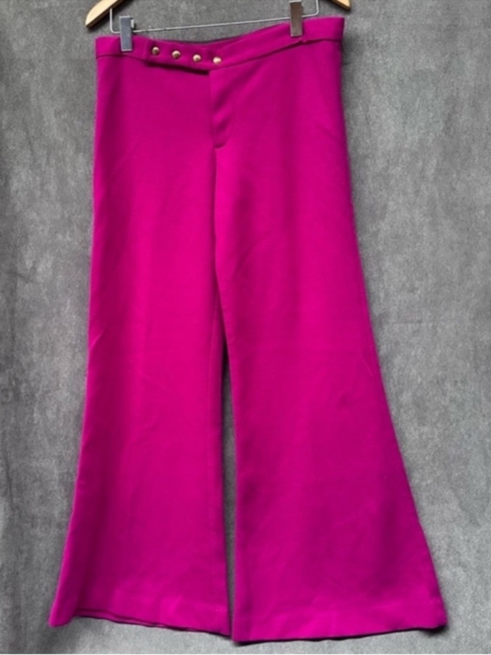 Vintage wide leg flare pants pink women’s 70s mid rise